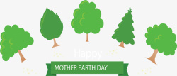 绿色大树世界地球日矢量图素材
