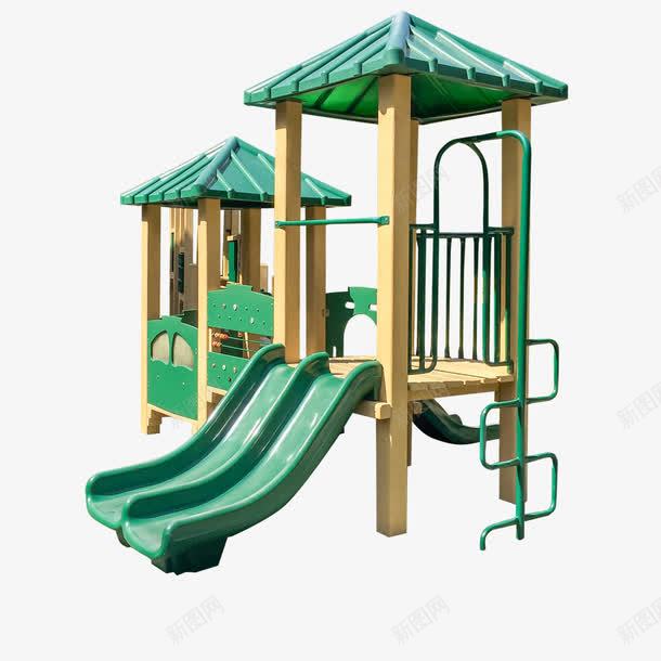 游乐场里的绿色滑梯图png免抠素材_88icon https://88icon.com 儿童 娱乐设施 游乐场 滑梯