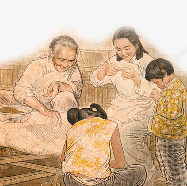 包饺子png免抠素材_88icon https://88icon.com 传统人物 包饺子 孝顺 孩子 母亲节元素 温馨 老奶奶 老婆婆卡通 老母亲