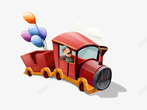 红色卡通小火车png免抠素材_88icon https://88icon.com Q版小火车 卡通 卡通人物 娱乐场 娱乐设施 开火车 气球 红色