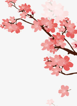 粉色中国式桃花花枝素材