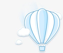 卡通蓝白色热气球素材