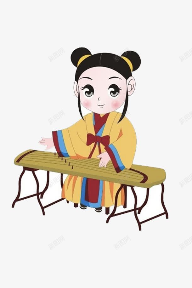 卡通女生png免抠素材_88icon https://88icon.com 卡哇伊 卡爱 卡通人物 古装 古风衣服 女生 弹古筝 手绘古筝 美女弹古筝 艺术