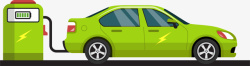 青绿色充电卡通汽车矢量图素材