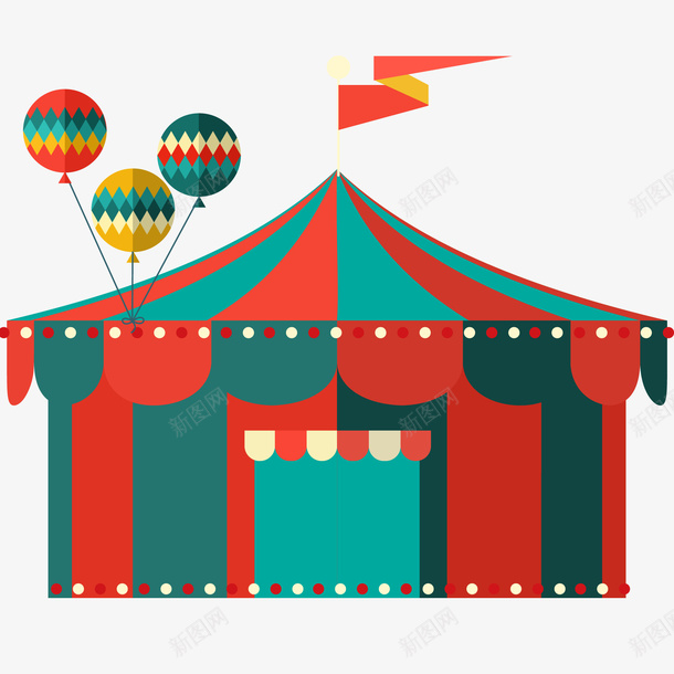 创意游乐场的马戏团矢量图ai免抠素材_88icon https://88icon.com 帐篷设计 扁平化 气球 游乐园 马戏团设计 矢量图