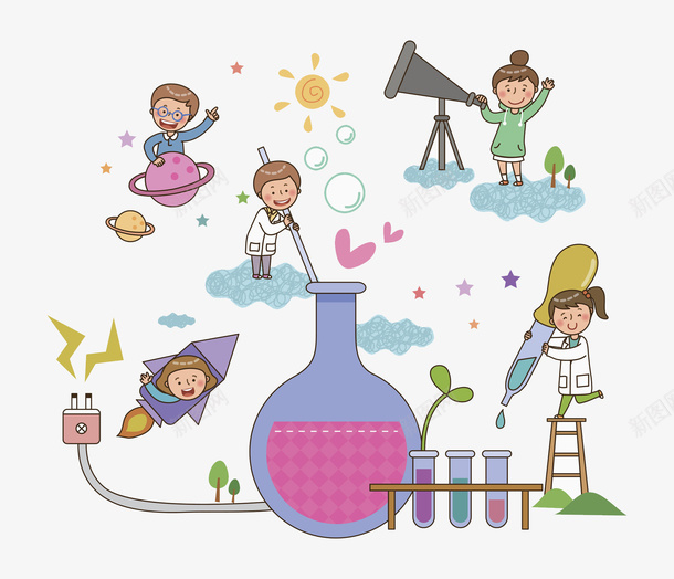 做化学实验的学生png免抠素材_88icon https://88icon.com 创意 卡通 壁纸 学生 封面 彩色手绘 插图