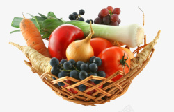 时令果蔬一篮子水果和蔬菜高清图片