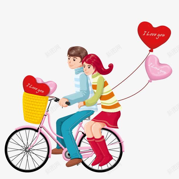 骑单车的情侣与彩色气球png免抠素材_88icon https://88icon.com 单车 彩色气球 情侣 气球