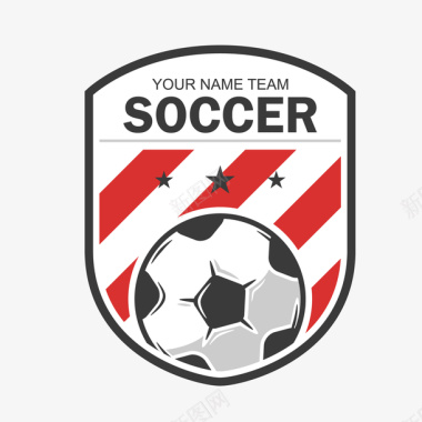 卡通足球运动员足球徽章logo标志图标图标