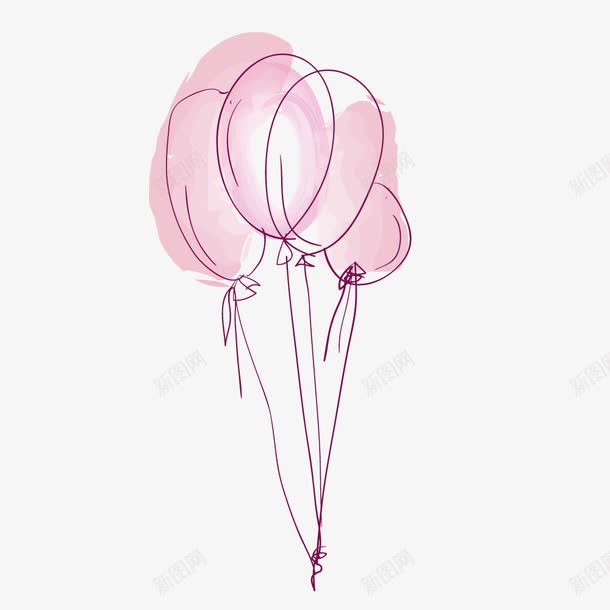 水彩粉色气球png免抠素材_88icon https://88icon.com 水彩 简笔画 粉色气球