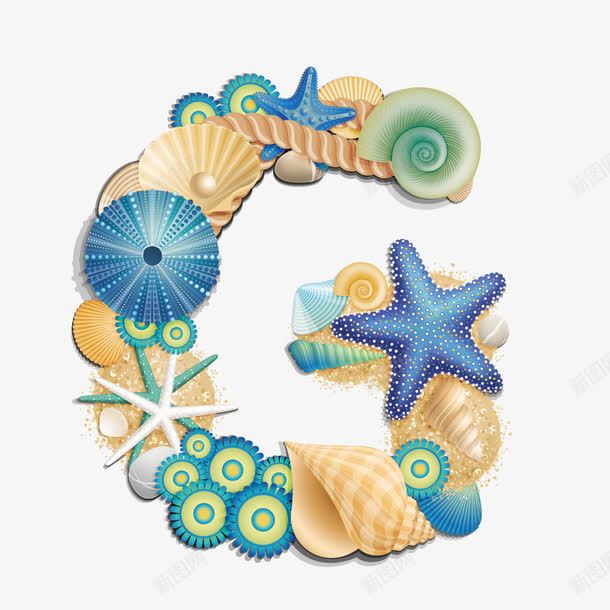 创意英文字母Gpng免抠素材_88icon https://88icon.com 卡通海洋生物 彩色字母 海星 海螺 立体字母 艺术字体 艺术字母 英文字母 贝壳