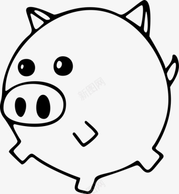 黑色线条小猪图标图标