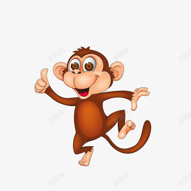 卡通开心跳起点赞的小猴子png免抠素材_88icon https://88icon.com 开心小猴 水彩 竖起大拇指 赞表情 跳起点赞
