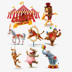 卡通的马戏团马戏团的动物高清图片