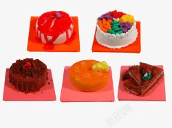 简约水果蛋糕3D蛋糕甜点模型图标高清图片