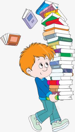 一摞书抱着书的小孩高清图片