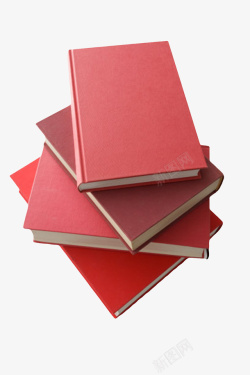 俯视效果红色崭新封面的一叠书实物高清图片