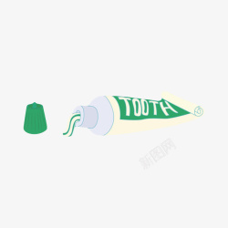 牙粉绿色带英文字母的牙膏管卡通高清图片
