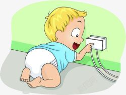 带电幼儿用电安全警示插画高清图片