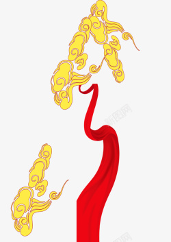 祥云红丝带素材