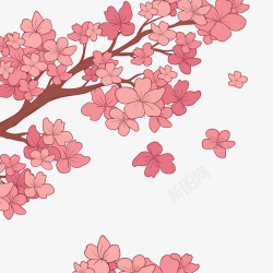 粉色桃花植物手绘矢量图素材