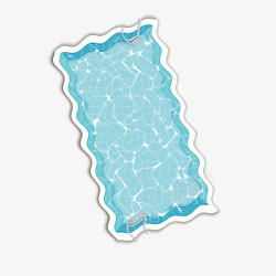 蓝色水池卡通蓝色游泳池素材