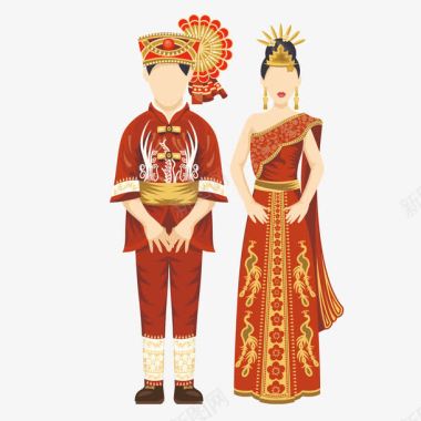 传统红色大门彩色泰国传统服饰图标图标