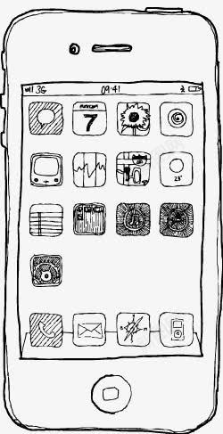 手绘素描黑白线条智能手机png免抠素材_88icon https://88icon.com 填色练习 手机 手机模型 手绘手机 智能手机 素描 苹果手机 黑白线条
