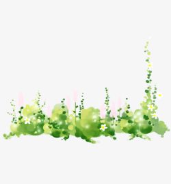 手绘创意绿色植物花朵装饰素材