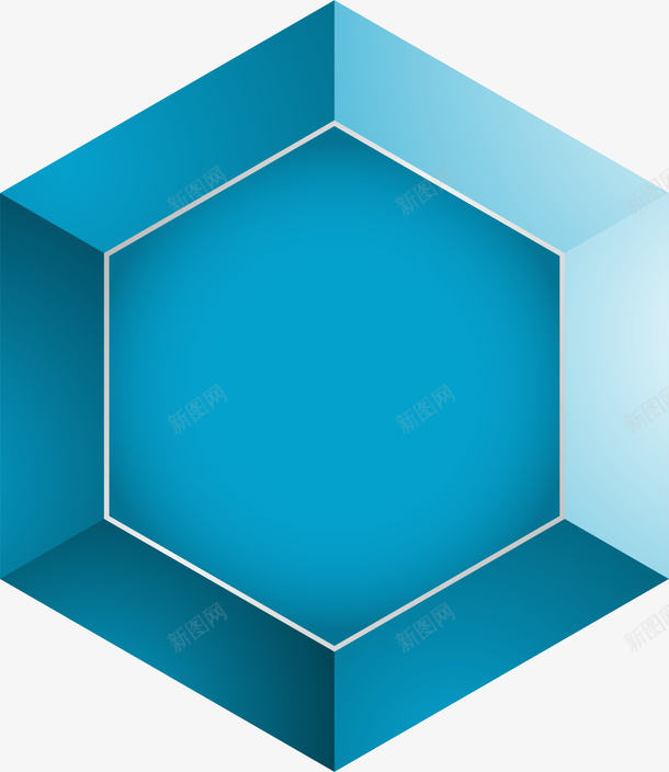 简约蓝色六边形png免抠素材_88icon https://88icon.com 创意六边形 棱角 简约六边形 蓝色六边形 质感