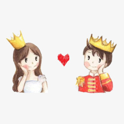 手绘皇冠矢量手绘王子和公主的爱情高清图片