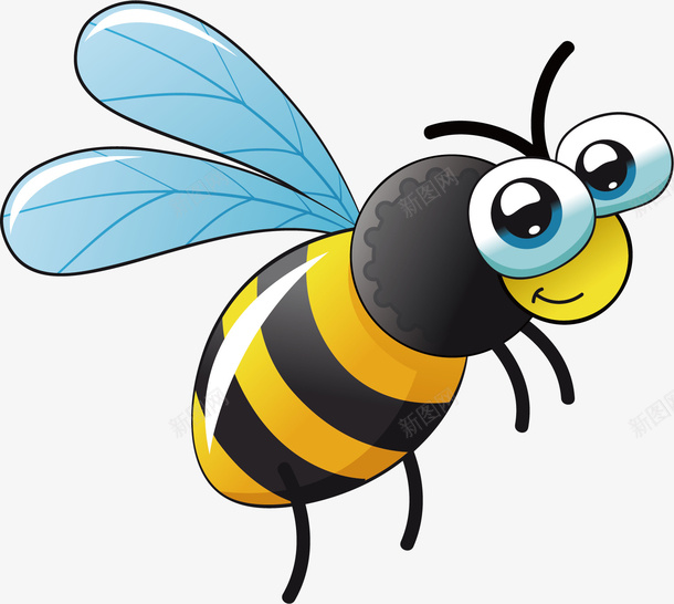 飞翔的小蜜蜂矢量图ai免抠素材_88icon https://88icon.com 动物 卡通手绘 可爱 宠物 水彩 矢量图 蓝色翅膀 蜂类 蜜蜂 黄色
