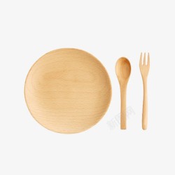 手工雕琢日本KEYUCA制造原木点心餐具套装高清图片