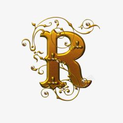 金色字母R素材