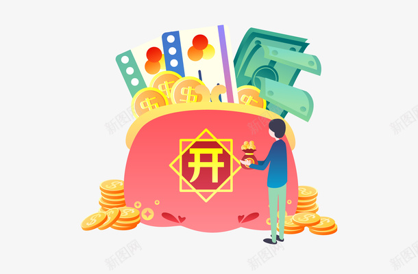 扁平渐变风格金币红包插画元素png免抠素材_88icon https://88icon.com 元素 创意 扁平 插画 渐变风格 红包 金币