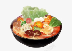 营养汤品风味手绘麻辣烫高清图片