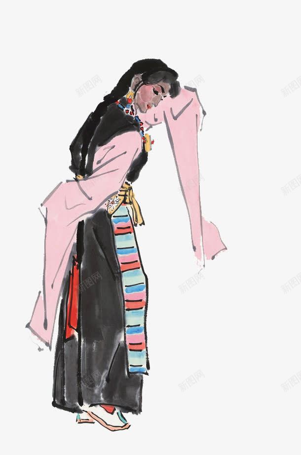 手绘舞蹈的藏族女人png免抠素材_88icon https://88icon.com 水墨画 舞蹈 舞蹈社团 藏族元素 藏族文化 藏族风情
