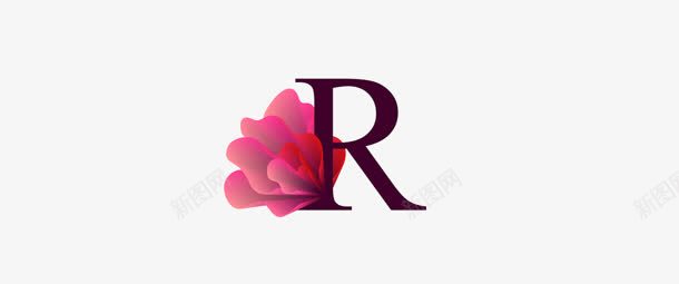 玫瑰主题字母R图标图标