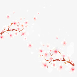 清新手绘樱花树素材