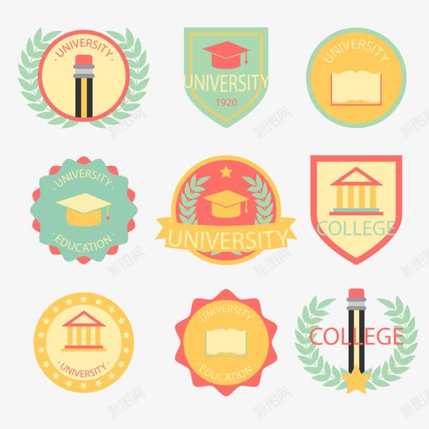 彩色大学校园标签png免抠素材_88icon https://88icon.com 大学校园标签 彩色 手绘 标志 标签