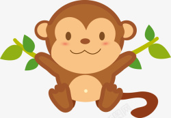 开心享受表情汤秋千的小猴子矢量图高清图片