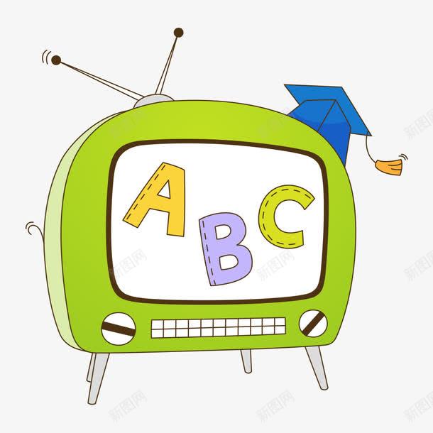 卡通电视png免抠素材_88icon https://88icon.com 卡通电视 字母 帽子 电器 电视机