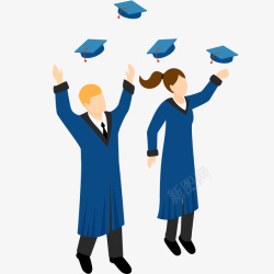 大学生毕业设计大学生毕业扔学士帽插画矢量图高清图片