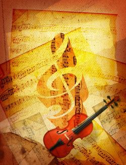 小提琴与乐谱图片复古音乐背景与乐器高清图片