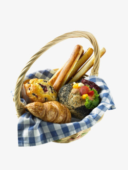简洁食物餐饮野餐篮子面包食物免素材