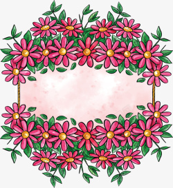 粉红水彩雏菊边框素材