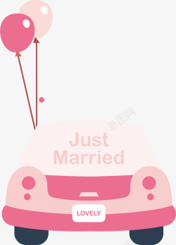 婚庆新婚卡通粉色气球婚车高清图片