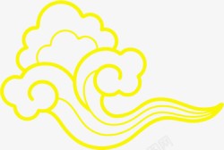 黄色线条中国风祥云素材