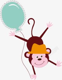 卡通可爱猴子气球素材
