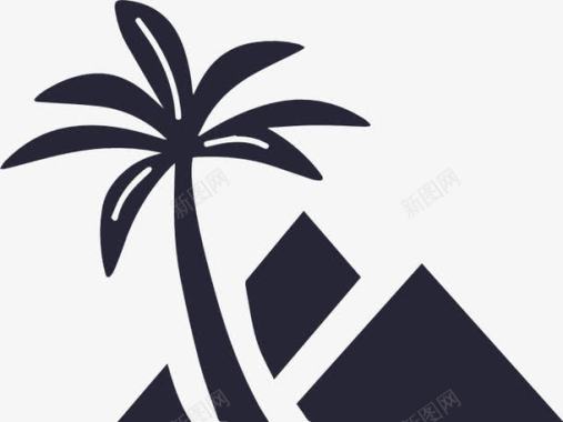 去旅行吧黑色椰树当地旅游图标图标